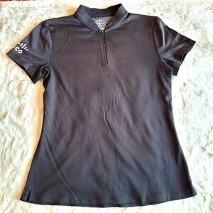 🎁3/$15 Nike Small DriFit Golf Crewneck ZipUp Shirt Short Sleeve Cisco Black Top